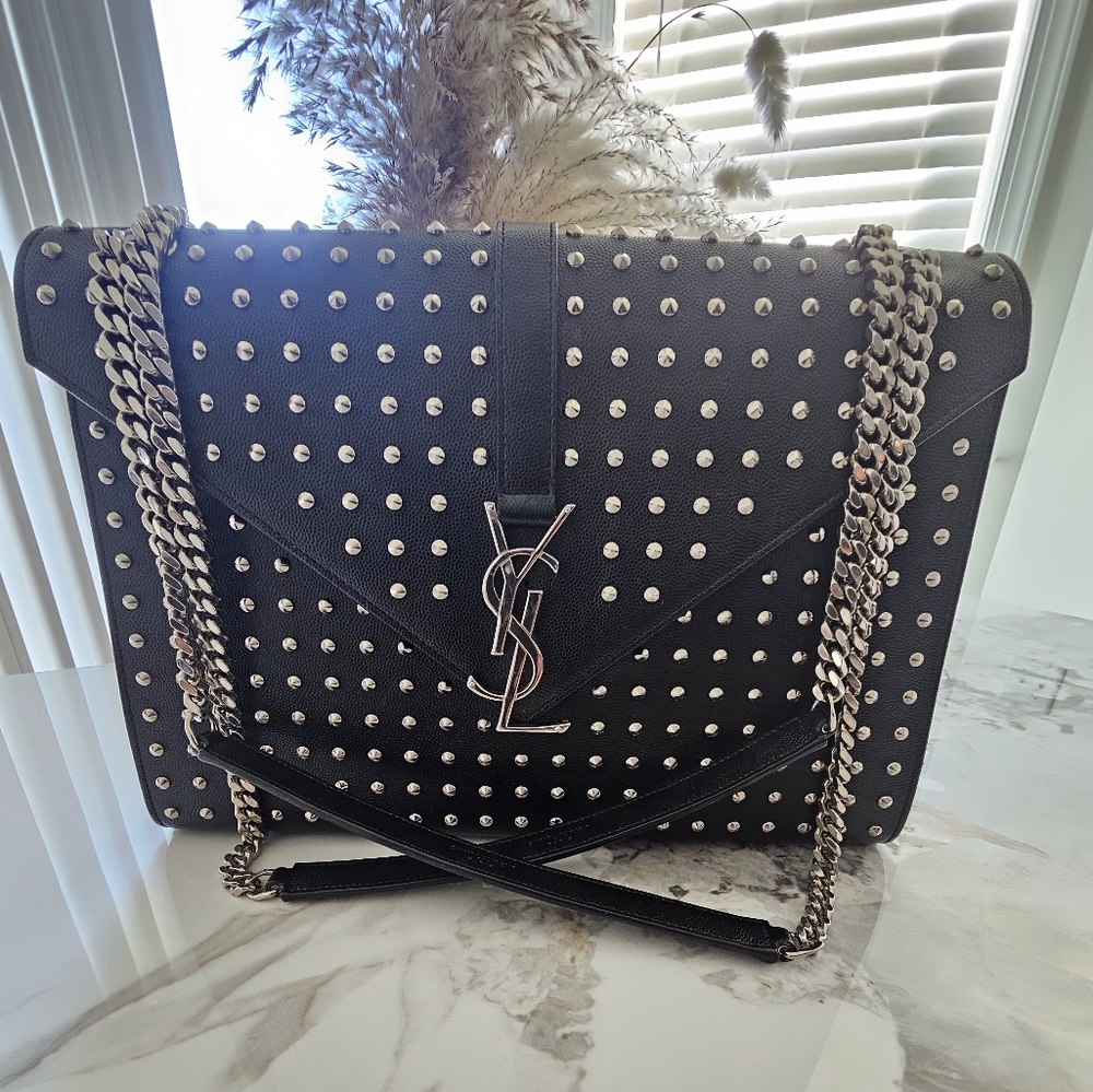 YSL Studded Large Monogram Satchel
